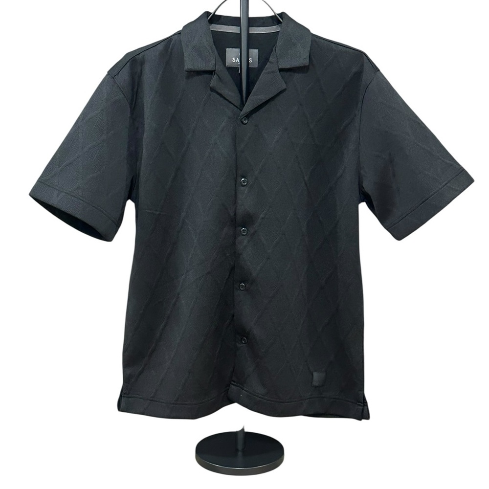 All Saints Black Collared Button-Up Top